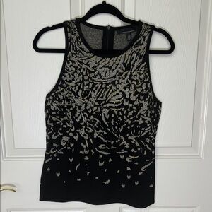 WHBM Elegant Black and Metallic Silver Women's Top